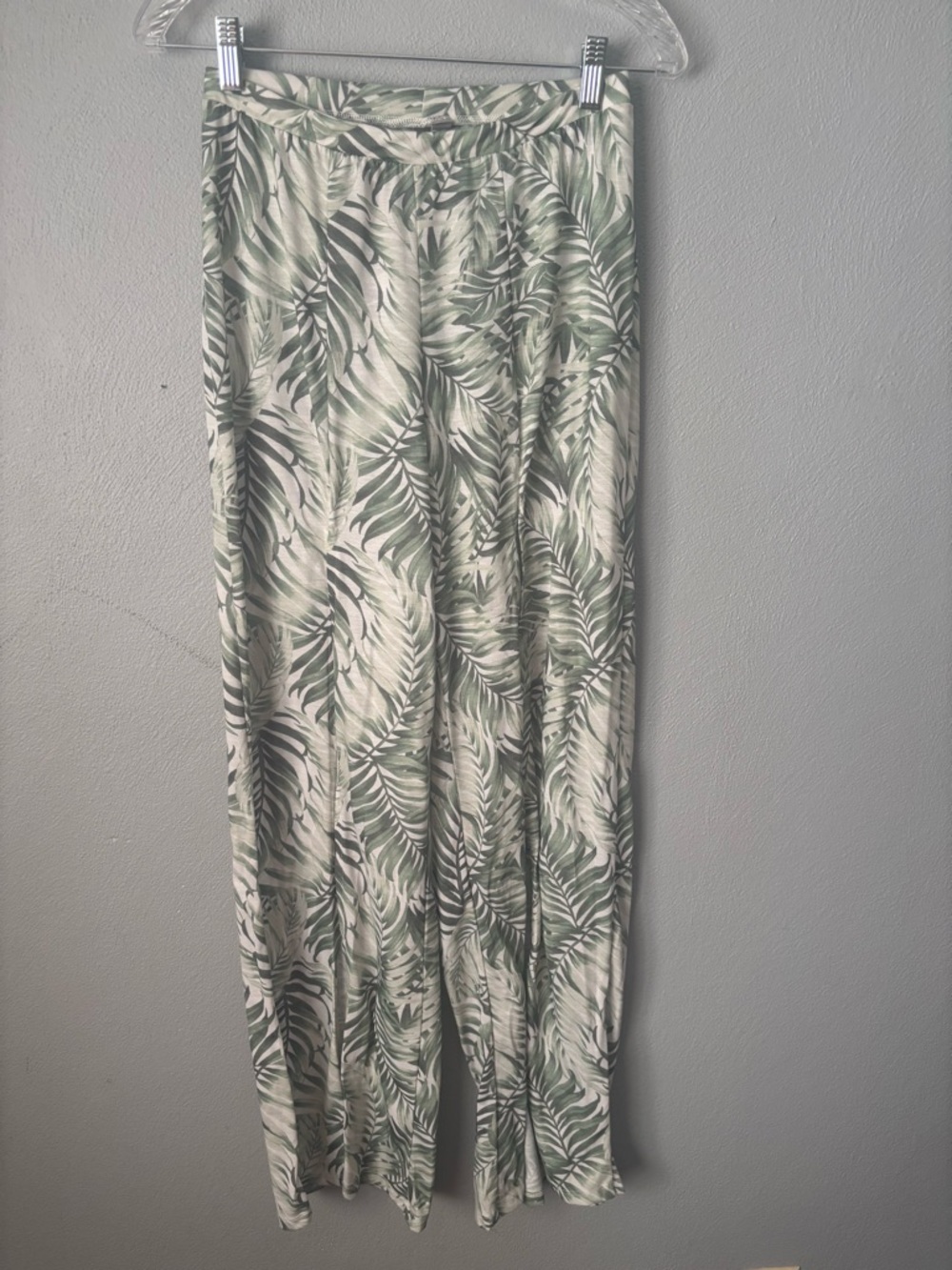 ASOS Green Tropical Palm Print Split Front Wide Leg Pants  Size 6